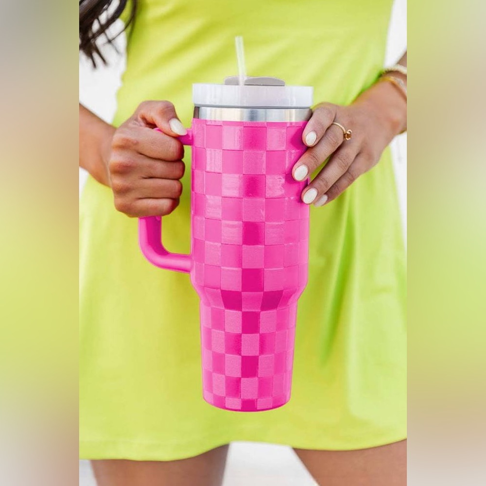 🌟5x Host Pick🌟Pink Checkered Tumbler